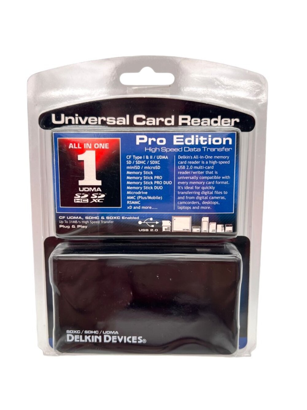 Delkin Devices Universal Card Reader Pro Edition High Speed USB 2.0 All In One